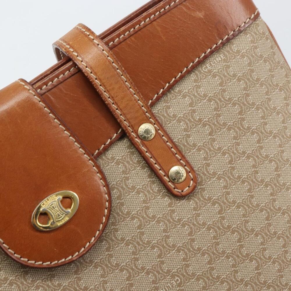 CELINE Macadam Canvas Tote Bag PVC Beige Gold Auth 156447 - Picture 10 of 16